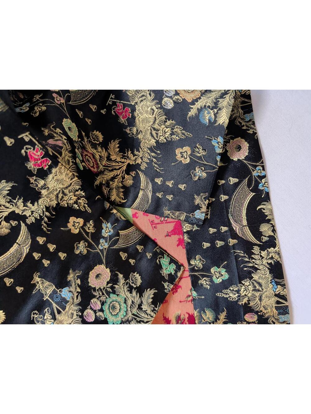 Vintage 50/60's DYNASTY Hong Kong  Black Brocade Cheongsam Floral Dress Size 10 - Picture 6 of 9